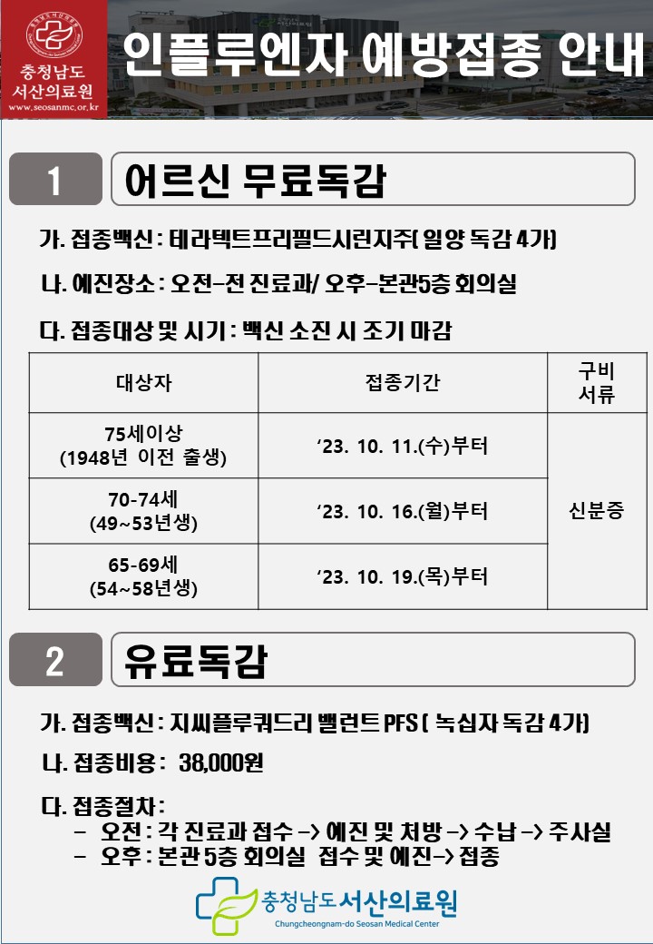 인플루엔자(독감) 예방접종 안내 1